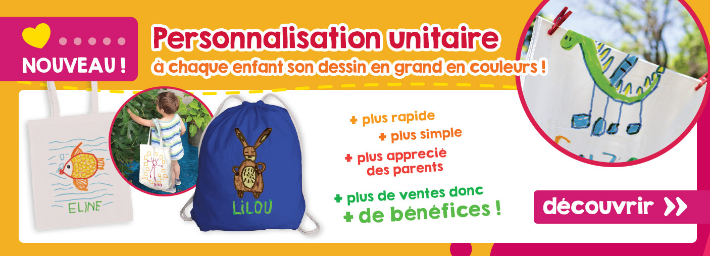 Nouveau ! Personnalisation Unitaire, à chaque enfant son dessins en grand en couleurs !