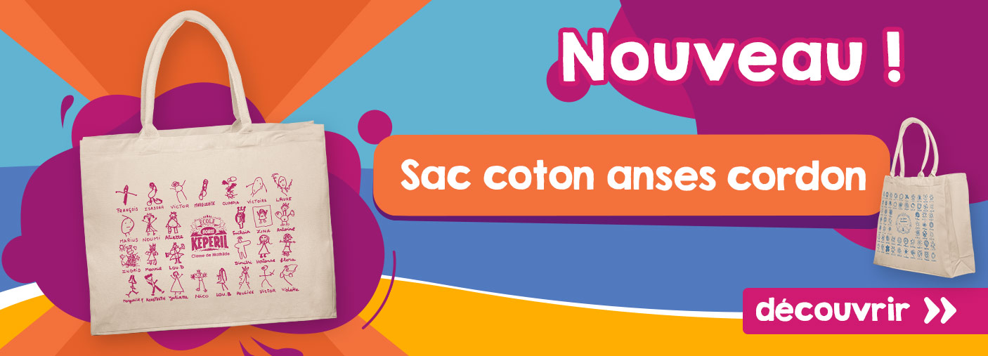 Nouveau sac coton avec anses cordon renforcées et confortables