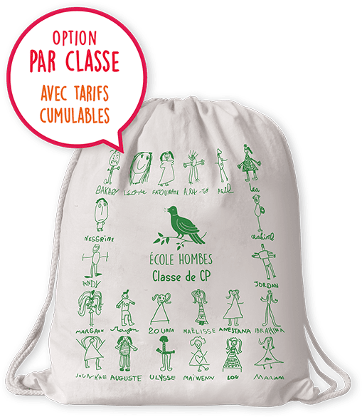 Sac à dos tissu avec les dessins de la classe