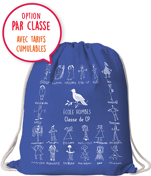 Sac à dos en tissu avec les dessins de la classe