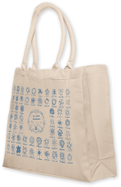 Grand sac de courses en coton Oeko-tex personnalisé pour la vente de l'école
