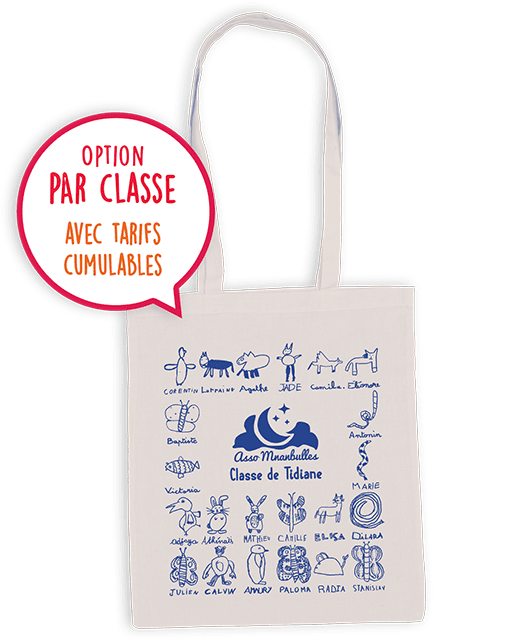 Tote bag coton avec les dessins de la classe