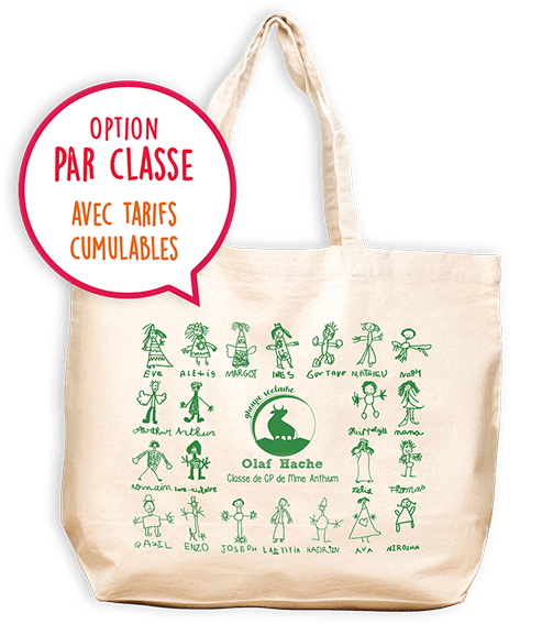 Grand sac coton avec les dessins des enfants de la classe