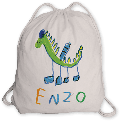 Sac à dos imprimé avec le dessin individuel de chaque enfant de l'école