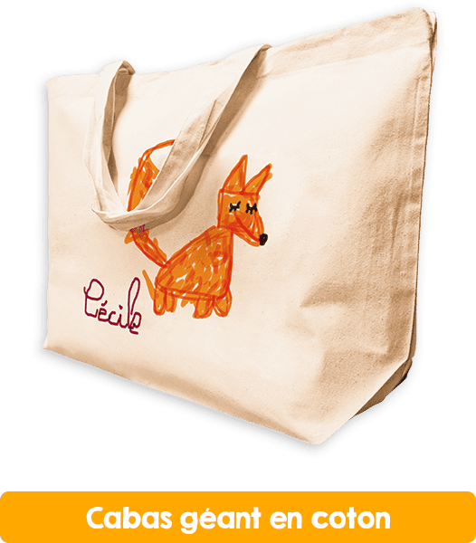 Cabas géant en coton avec dessin d'enfant individuel pour l'association de parents d'élèves