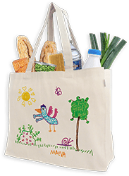 Sac shopping coton bio individuel imprimé avec les dessins des enfants de l'école